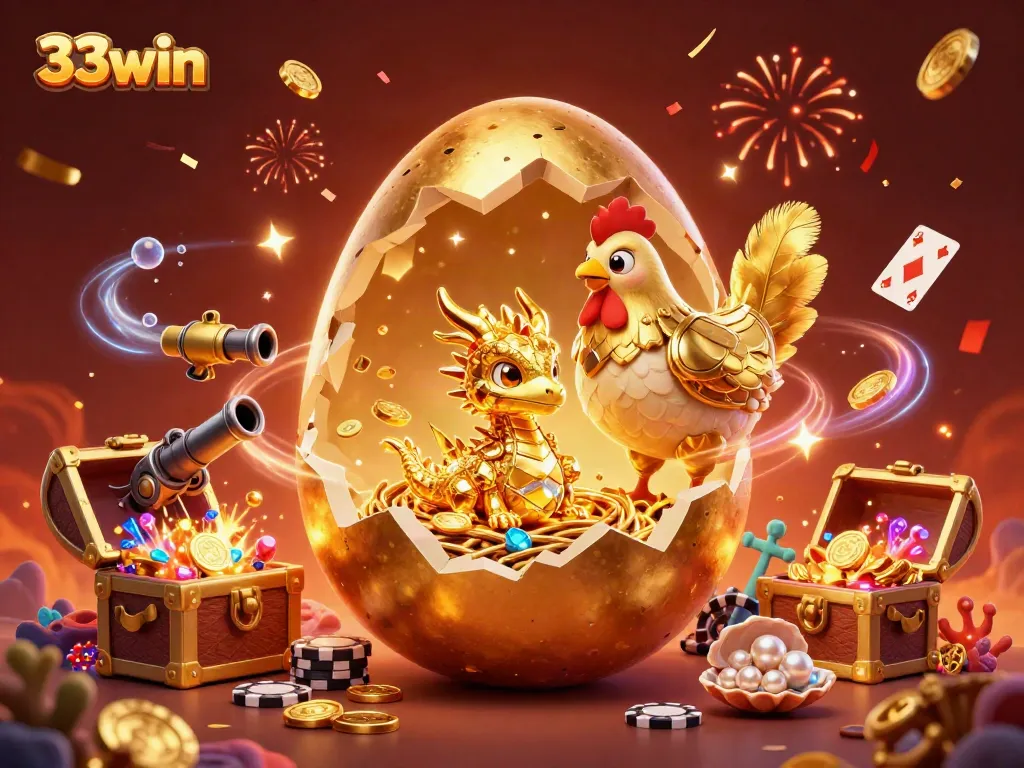 Experience thrilling game excitement with the 33win golden egg and dragon illustration.