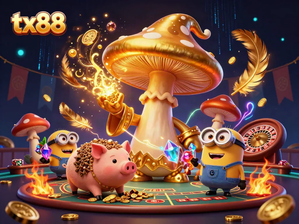 Experience the thrill of tx88 with a magical casino scene filled with golden wonders and dynamic game elements.