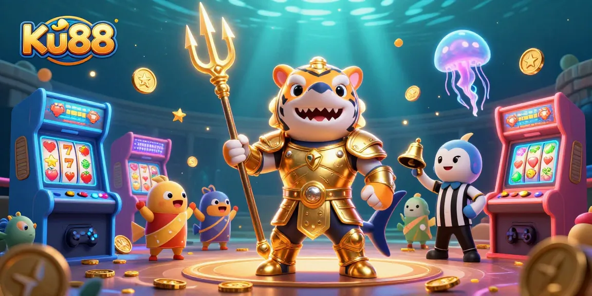 Engage in thrilling gameplay at Ku88 with a vibrant 3D underwater casino scene.