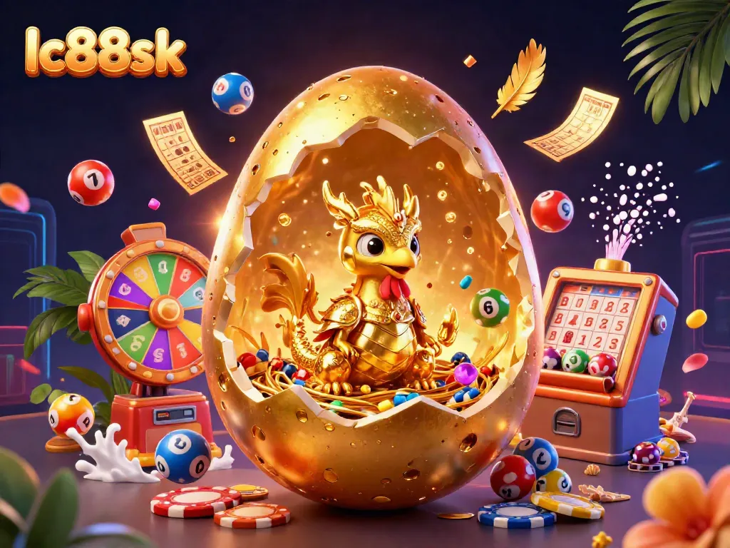 Experience the thrill of lc88sk with a dynamic scene of a golden dragon and casino fun.