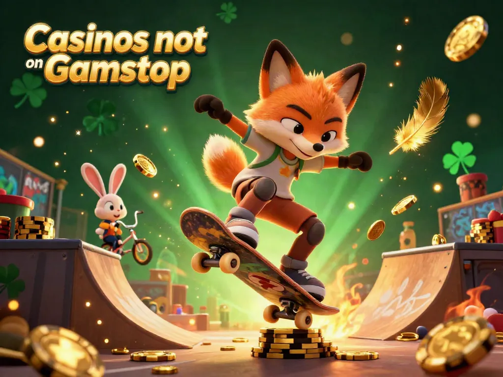 Experience vibrant gaming excitement with a skateboarder fox and BMX rabbit at Casinos not on Gamstop.