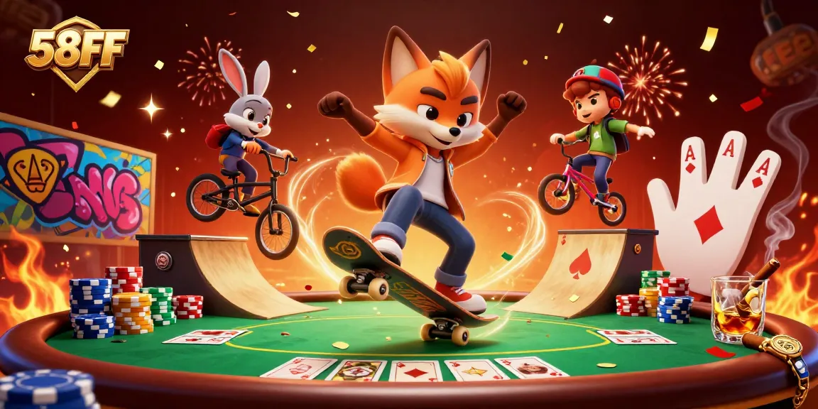 Experience the thrill of 58FF with vibrant characters and casino-themed elements in exciting gameplay.
