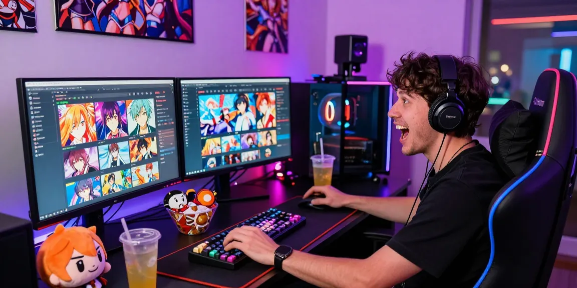 Exciting gaming setup showcasing popular game ecchi titles in a vibrant atmosphere