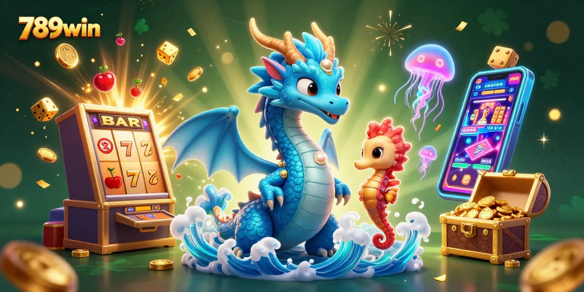 Experience the excitement of 789win with a thrilling jackpot explosion and colorful casino elements in this dynamic illustration.