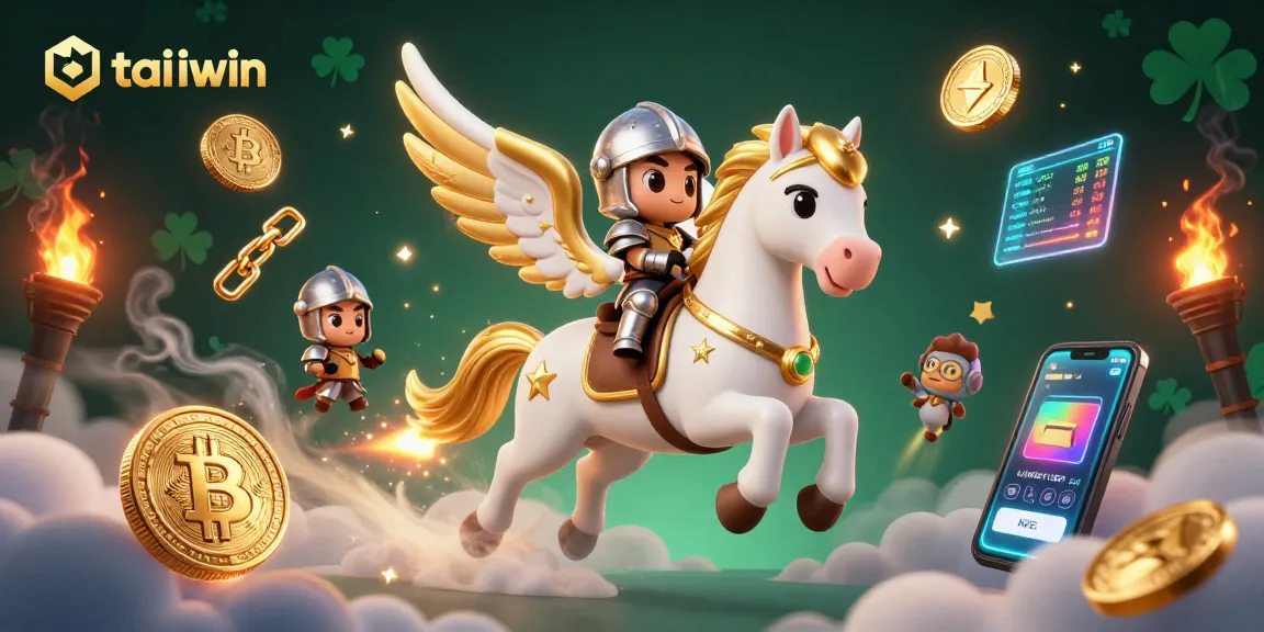 Engage with tai iwin through this captivating digital scene showcasing a celestial horse and knight amid vibrant casino elements.