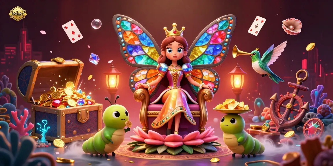Experience luxury gaming with xoilac tv's vibrant butterfly queen in a rich casino scene filled with treasures and excitement.