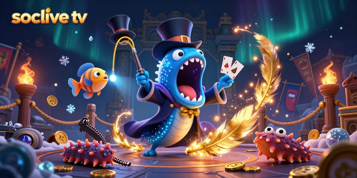 Socolive tv showcases a vibrant casino-themed magic scene undersea.